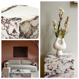 Factory Directly Calacatta Viola Marble Plinth Coffee Table
