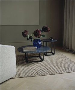 Florence Coffee Table 90 Cm, Grey Black Marble Table Top