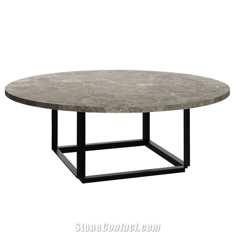 Florence Coffee Table 90 Cm, Grey Black Marble Table Top
