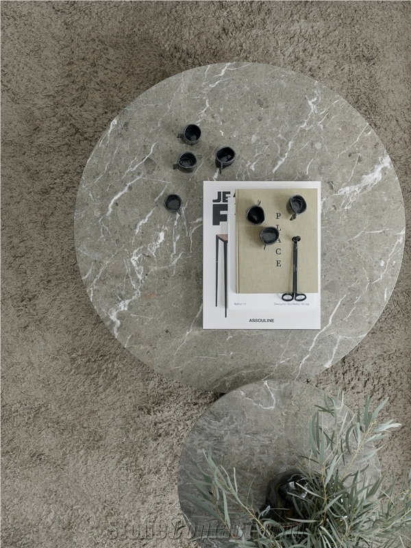 Florence Coffee Table 90 Cm, Grey Black Marble Table Top