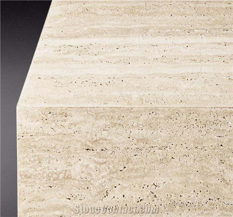ITALIAN ROME BEIGE TRAVERTINE PLINTH COFFEE TABLE 1