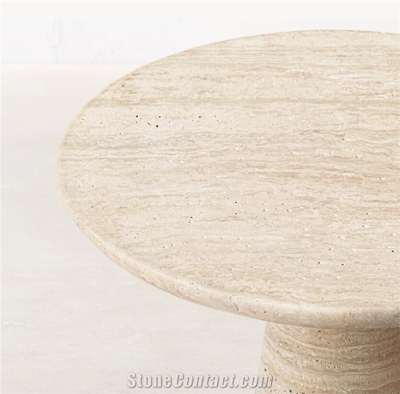 ITALIAN ROME BEIGE TRAVERTINE PLINTH COFFEE TABLE 1