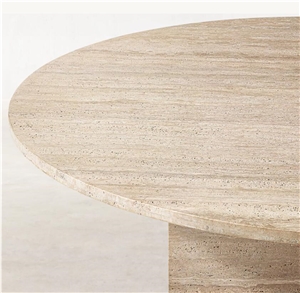 ITALIAN TRAVERTINE ROUND DINING TABLE FURNITURE