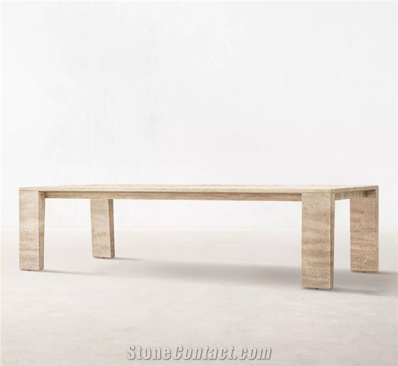 ITALIAN TRAVERTINE ROUND DINING TABLE FURNITURE