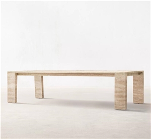 ITALIAN TRAVERTINE ROUND DINING TABLE FURNITURE