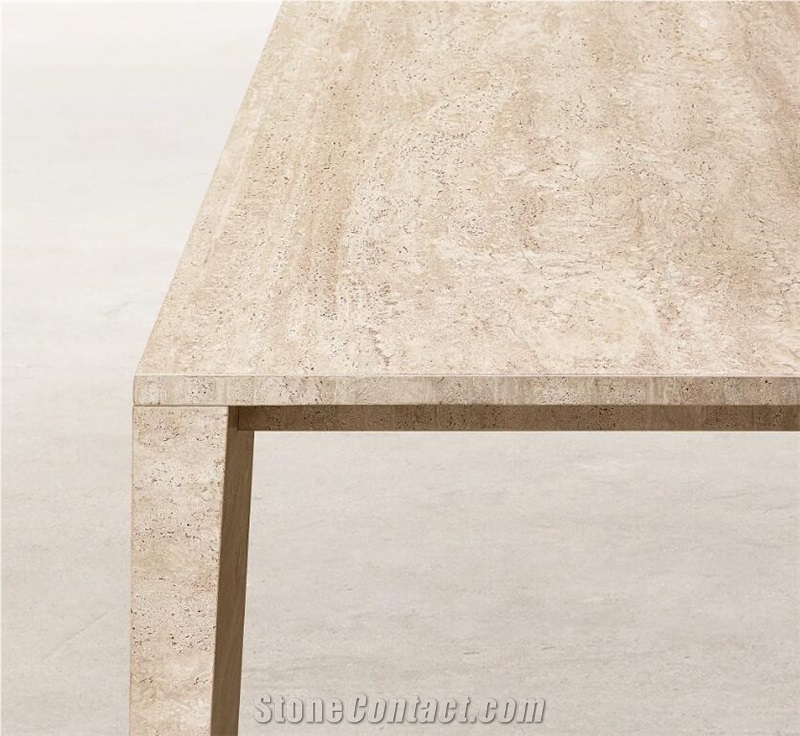 ITALIAN TRAVERTINE ROUND DINING TABLE FURNITURE