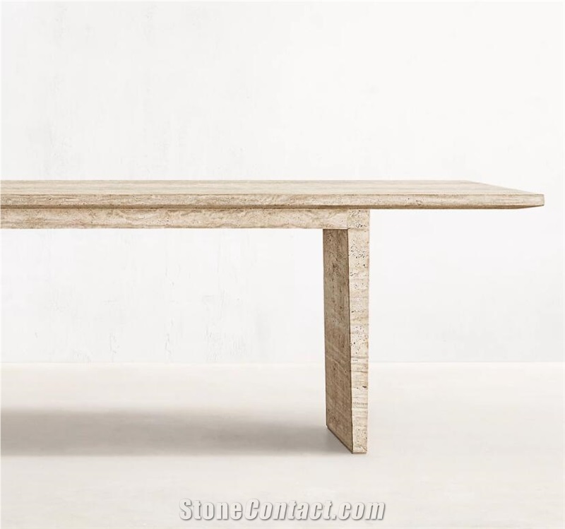 ITALIAN TRAVERTINE ROUND DINING TABLE FURNITURE