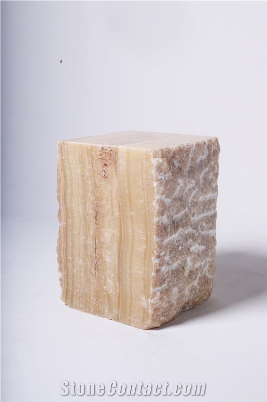 Margaret Statement Plinth Honey Onyx Side Table