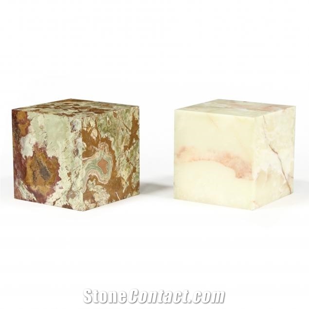 Margaret Statement Plinth Honey Onyx Side Table