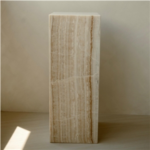 Margaret Statement Plinth Honey Onyx Side Table