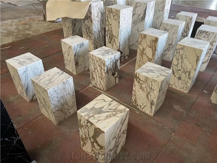 Plinth Coffee Table Cubic Calacatta Viola Marble Furniture