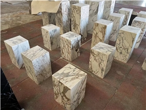Plinth Coffee Table Cubic Calacatta Viola Marble Furniture