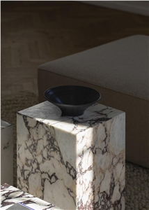 Plinth Coffee Table Cubic Calacatta Viola Marble Furniture