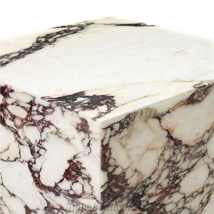 Plinth Coffee Table Cubic Calacatta Viola Marble Furniture