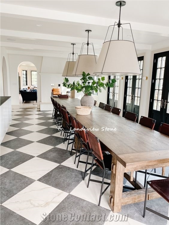 Tumbled Carrara White Marble Flooring Tiles