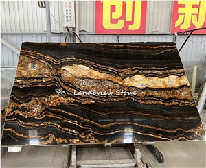Waterfall Black Granite Book Matched Black Fusion Granite