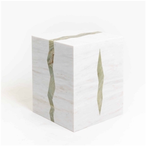 White Beauty Marble Cube Low Plinth Coffee Side Table