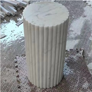 White Marble Plinth Tall Table Home Furniture Side Table
