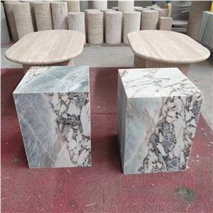 White Marble Plinth Tall Table Home Furniture Side Table
