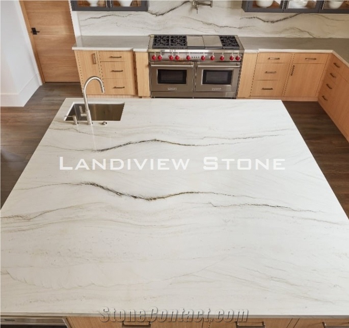 White Quartzite Mont Blanc Quartzite Slabs For Kitchen