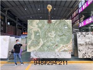 Afghanistan Verde Afghanistan Onyx Light Green Slab Tile