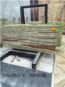 Onice Verde Pakistano Ancient Wooden Green Onyx Scuro Slab