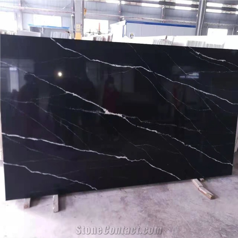 5064 Black Artificial Quartz Stone Slab Tiles