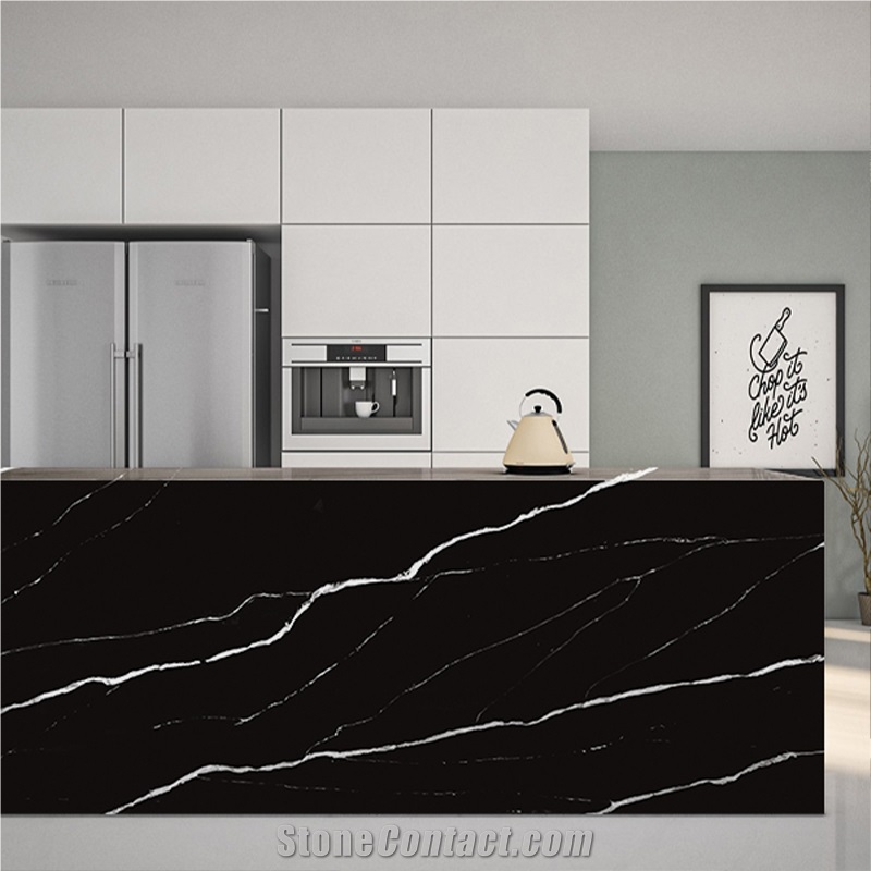 5064 Black Artificial Quartz Stone Slab Tiles
