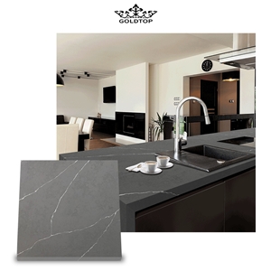 Artificial Quartz Grey With White Line For Kitchen