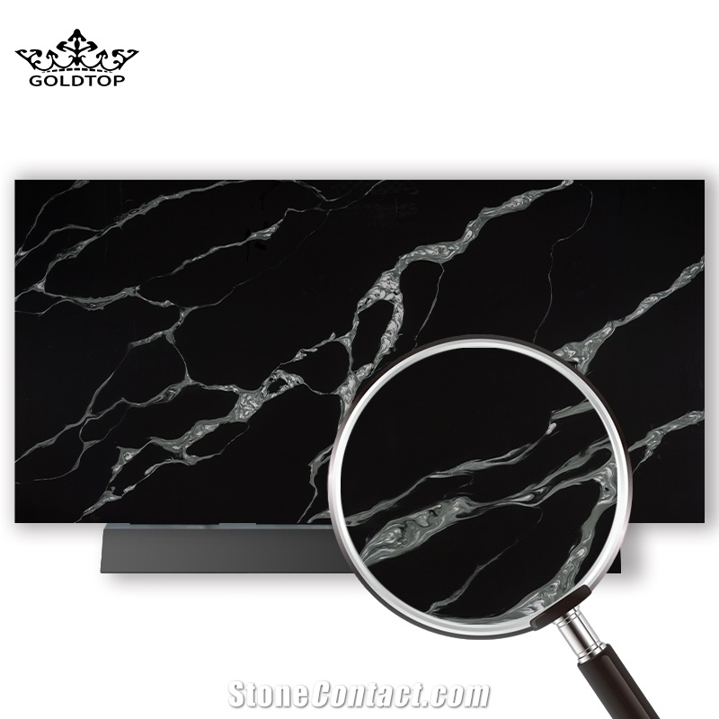 Black Calacatta Artificial Quartz For Kichen Wall