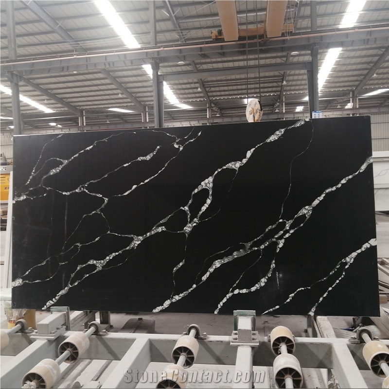 Black Calacatta Artificial Quartz For Kichen Wall