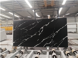 Black Calacatta Artificial Quartz For Kichen Wall