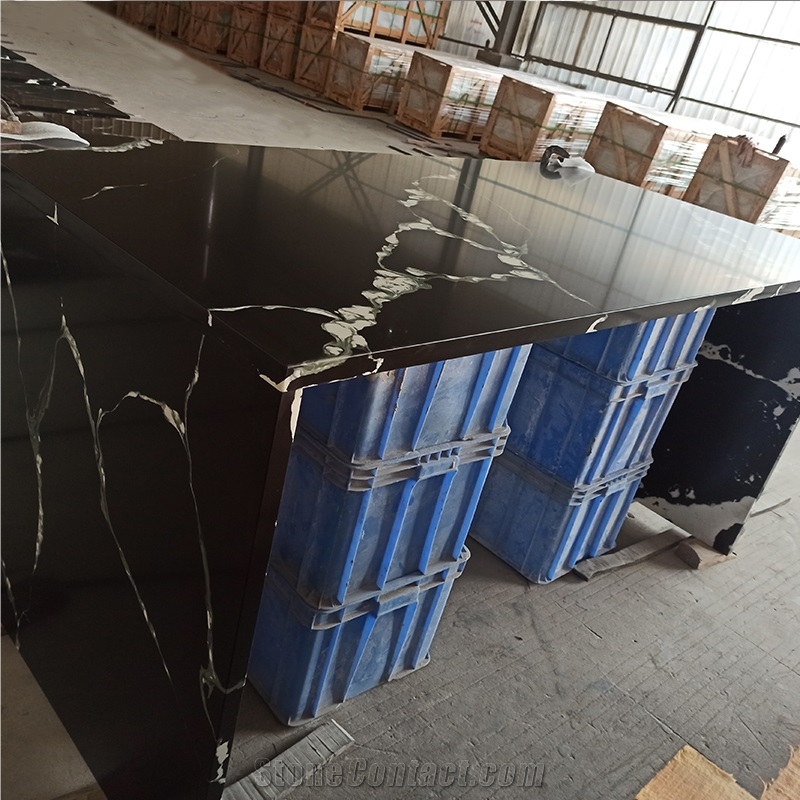 Black Calacatta Artificial Quartz For Kichen Wall