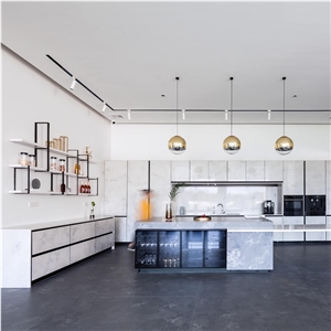 Calacatta Mystero Artificial Quartz Stone Slab Tiles Kitchen