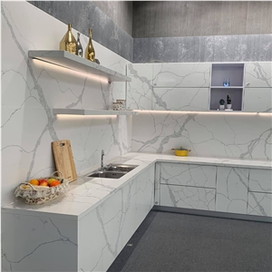 Calacatta Mystero Artificial Quartz Stone Slab Tiles Kitchen