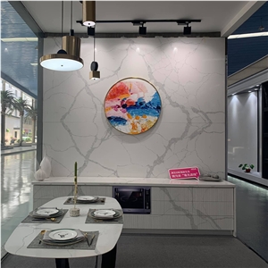 Calacatta Mystero Artificial Quartz Stone Slab Tiles Kitchen