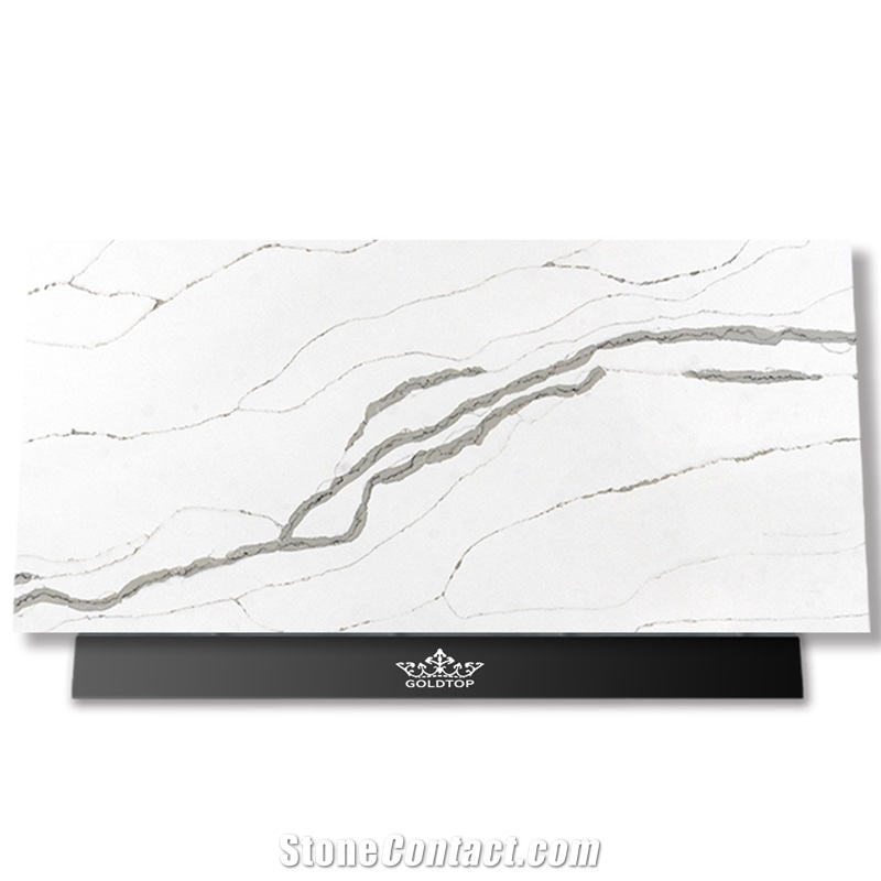 China Factory Price White Quartz Calacatta Quartz Bis Slabs