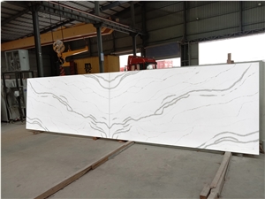 China Factory Price White Quartz Calacatta Quartz Bis Slabs