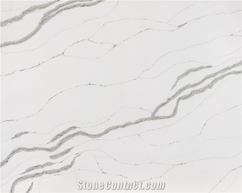 China Factory Price White Quartz Calacatta Quartz Bis Slabs