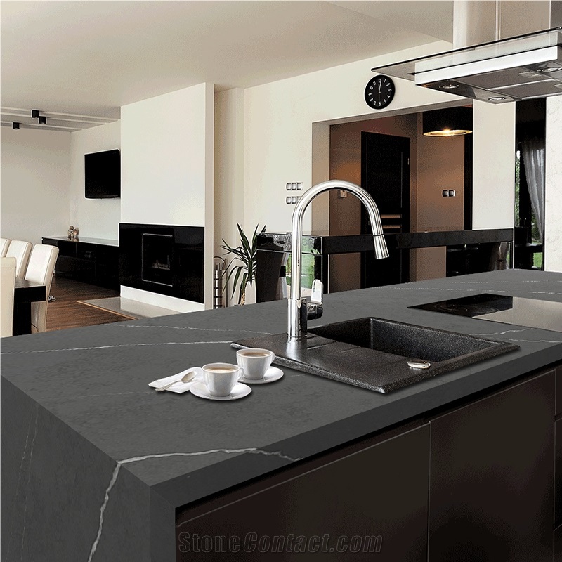Hot Sale Artificial Quartz Polished Black Stone