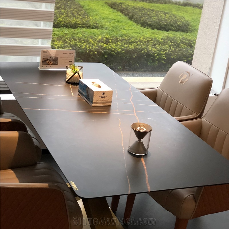 Lauren Gold And Black Quartz Stone Slabs Tiles For Interior
