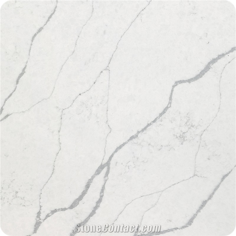 Polished Elegant Reed Artificial Stone Calacatta Quartz Slab