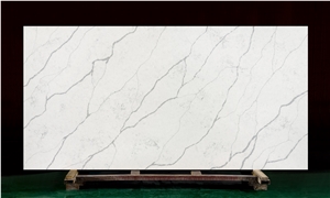 Polished Elegant Reed Artificial Stone Calacatta Quartz Slab