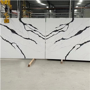 Price Calacatta Prada Artificial Quartz Stone Black Veins