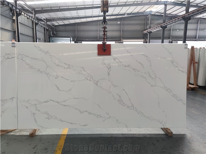 White Calacatta Artificial Quartz For Wall Floor Design
