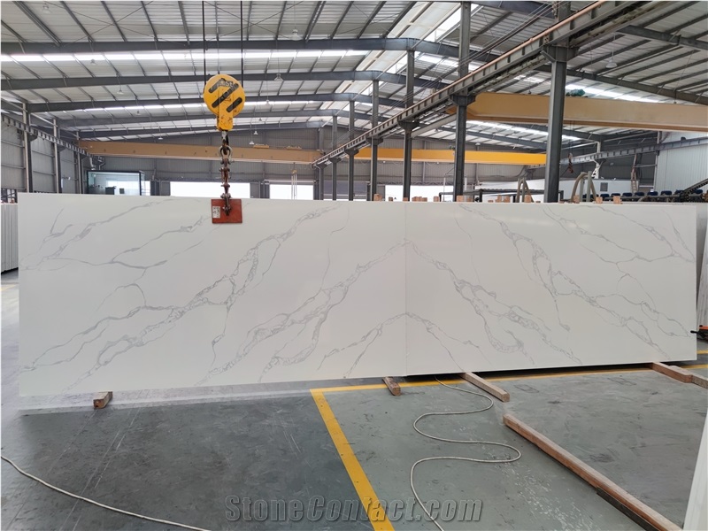 White Calacatta Artificial Quartz For Wall Floor Design
