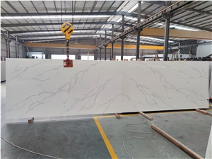 White Calacatta Artificial Quartz For Wall Floor Design