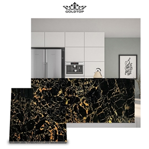 Athens Black Gold Marble Slabs Floor Tiles Countertops