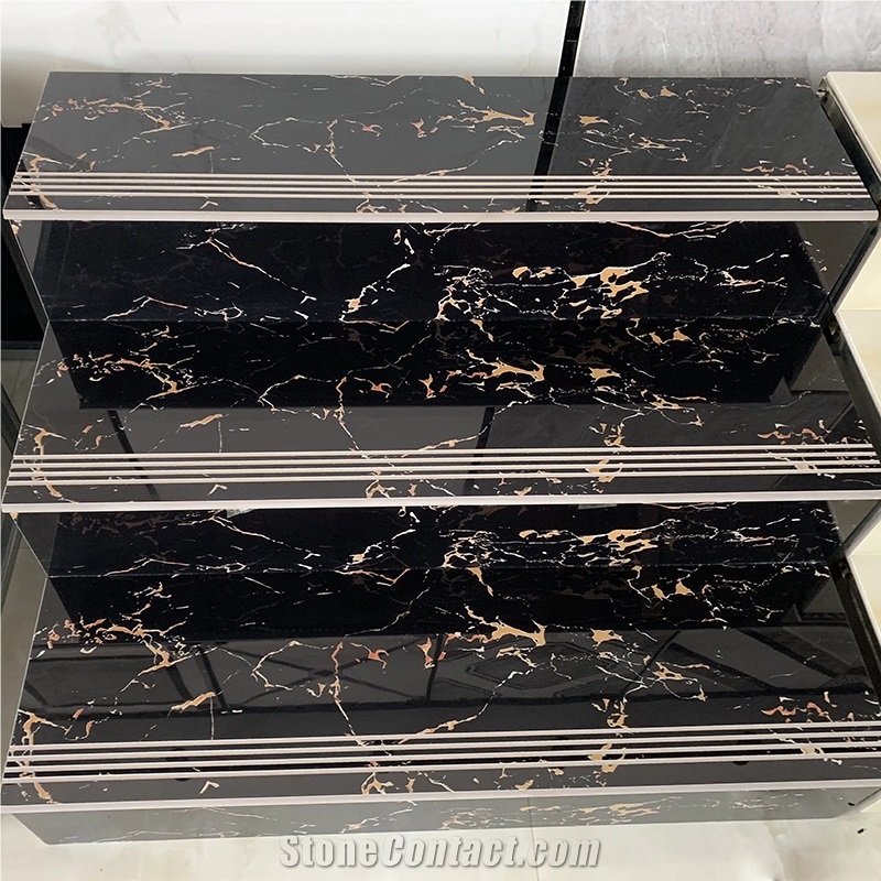 Athens Black Gold Marble Slabs Floor Tiles Countertops