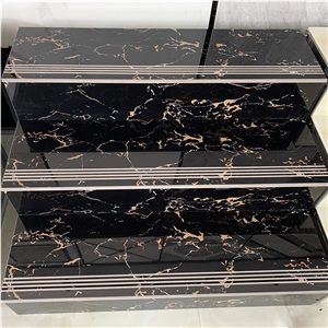 Athens Black Gold Marble Slabs Floor Tiles Countertops